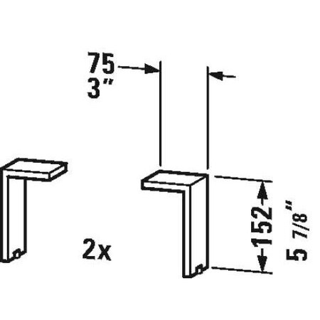 Duravit Plinth Leg 2 Pieces, Aluminum Matt 5 1/8"X2 3/4"X2 1/2" UV999100000
